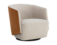 Sunpan 109912 - Sarina Swivel Lounge Chair - Meg Taupe / Meg Gold